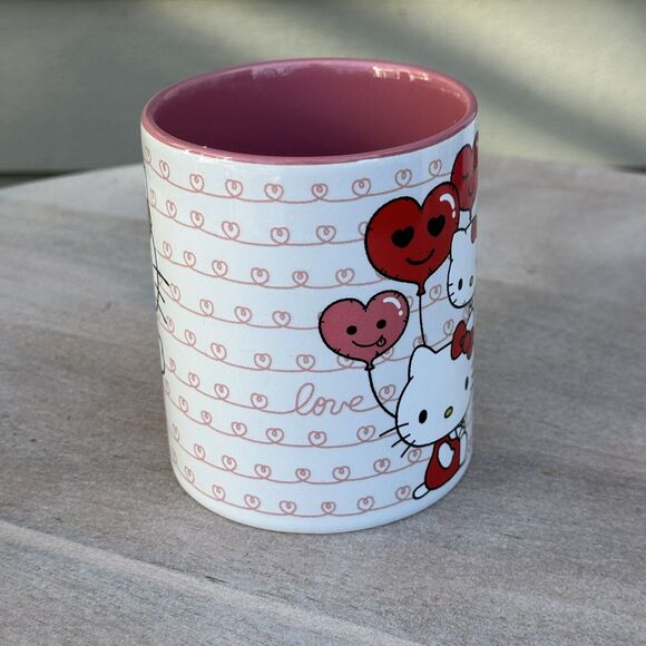 Hello Kitty Love Heart Shaped Handle Ceramic Mug Valentines Day New Sanrio - Picture 7 of 14